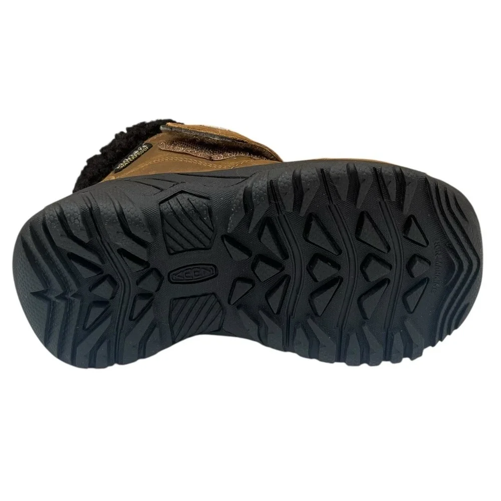 KEEN Toddler Boys Girls Waterproof Leather Boots Size 9 Brown Slip-on Mid Top